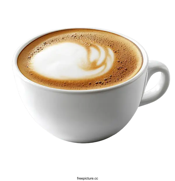 [Transparent Background PNG]Aromatic Latte Art in a White Cup
