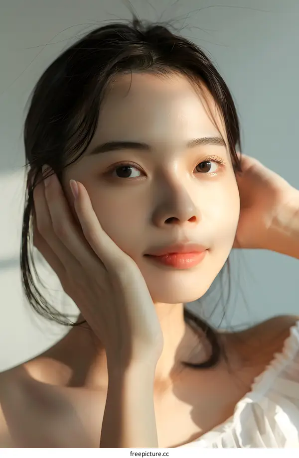 Beautiful Asian Woman with Long Black Hair