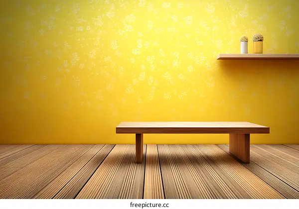 Empty Yellow Room Display Bench