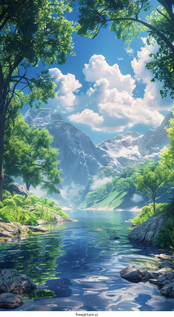 A Peaceful Mountain River Valley