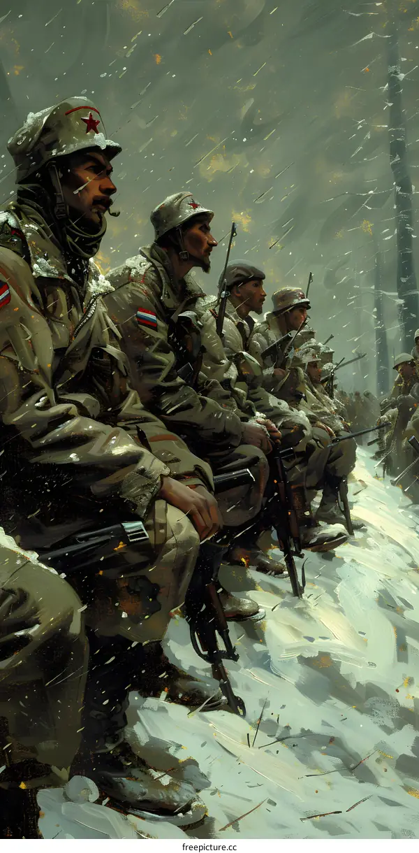 Soviet soldiers in the snow