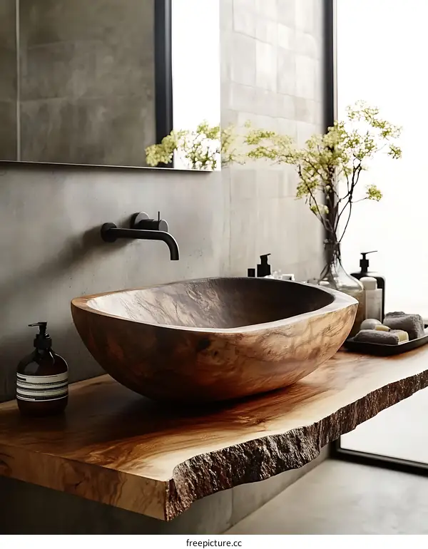 Modern Wooden Sink with Rustic Design