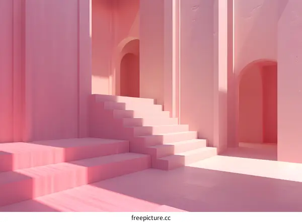 Pink Minimalist Abstract Architecture Staircase