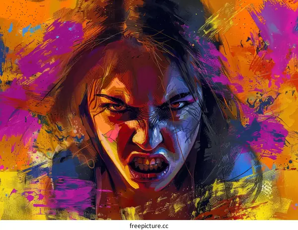 colorful drawing of a womans face