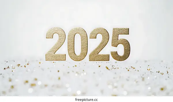 Golden Numbers 2025 on Glittering Background