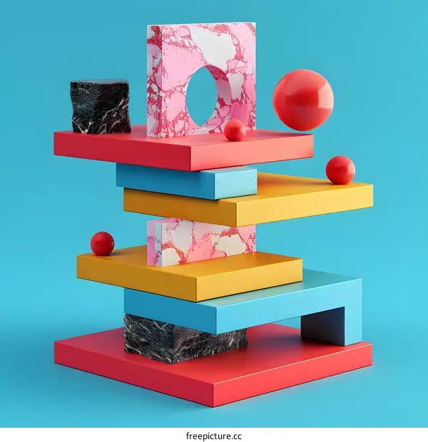 Colorful 3D shapes composition