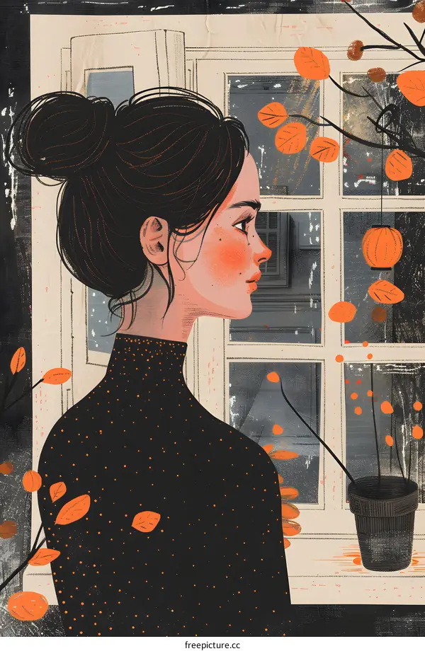 girl looking out the window on a rainy day