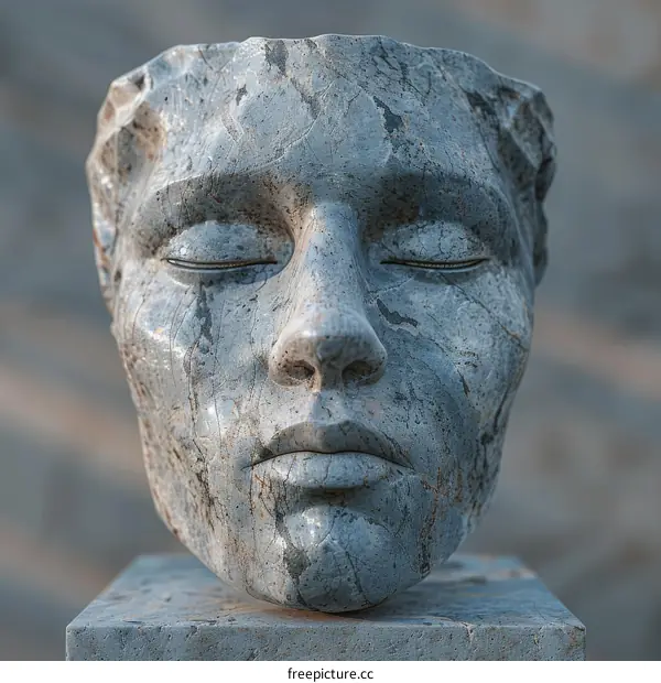 Abstract Stone Face Sculpture Illustration