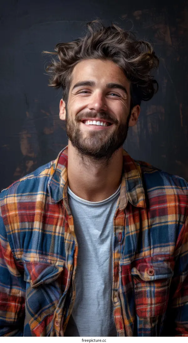 Portrait of a Caucasian Man with a Happy Expression
