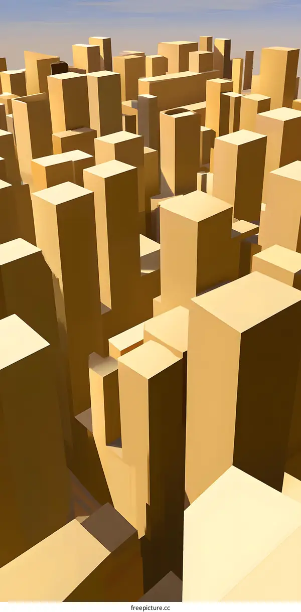 Abstract Cityscape Illustration With Golden Buildings