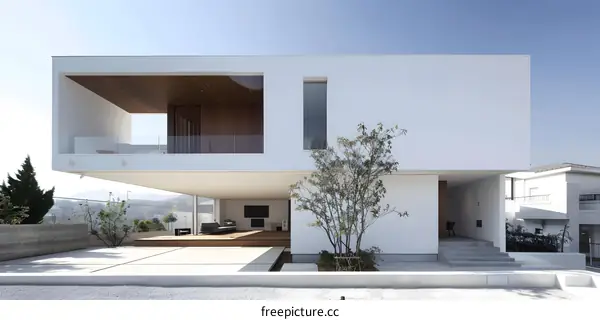 Modern White House with Minimalist Design