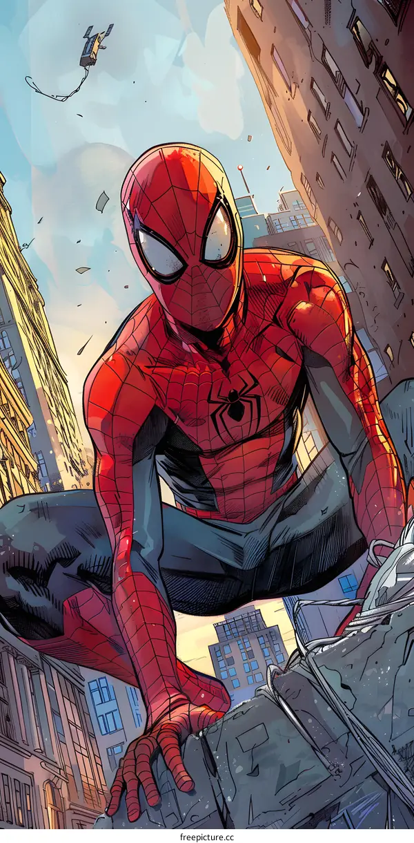 Spiderman Illustration in City Setting