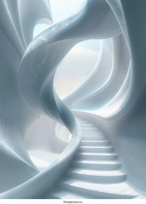 Surreal Ice Cave Staircase: A Journey into the Unknown
