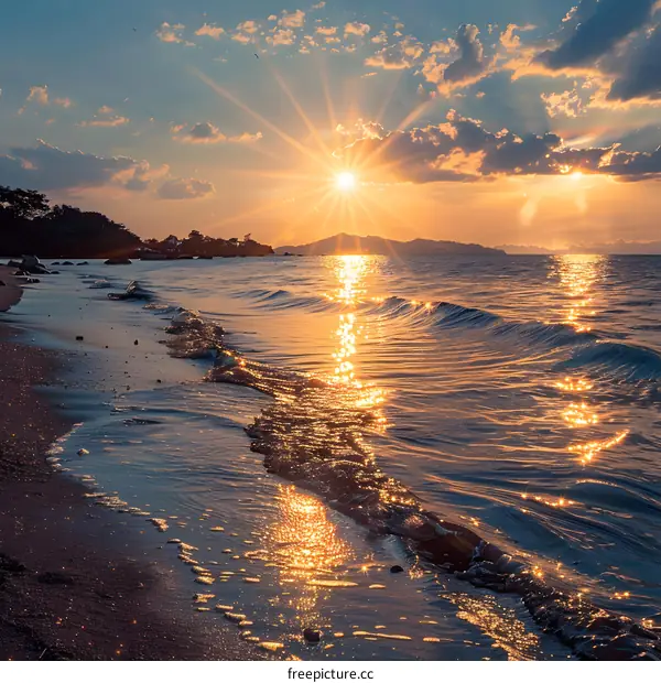 Golden Sunset over the Ocean