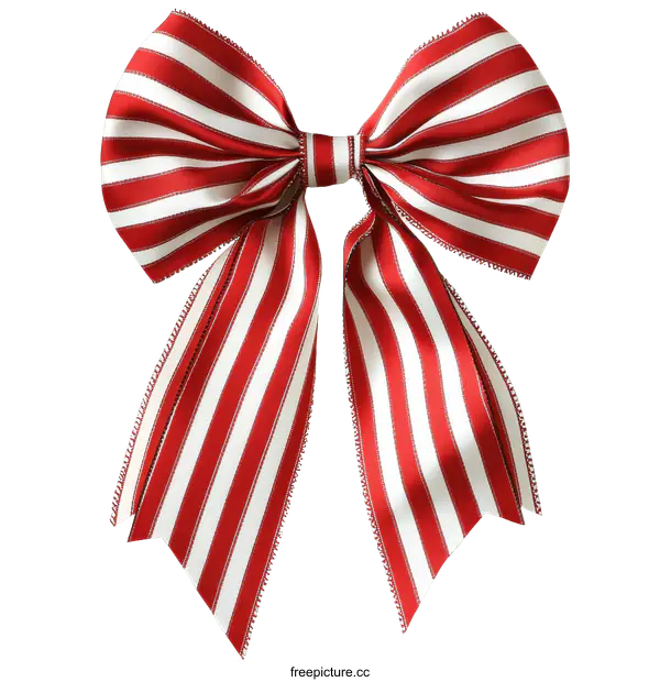 [Transparent Background PNG]Striped Red and White Bow Decoration