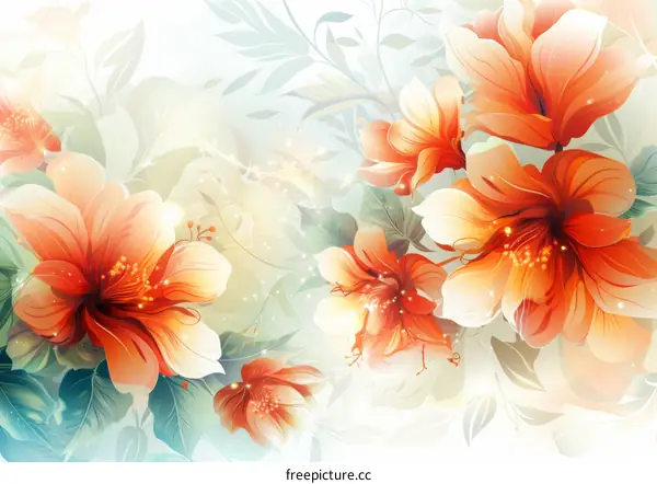 Artistic Botanical Flower and Leaf Illustrations