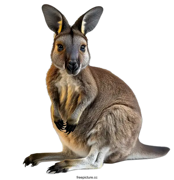 [Transparent Background PNG]Red-necked Wallaby Sitting on White Background