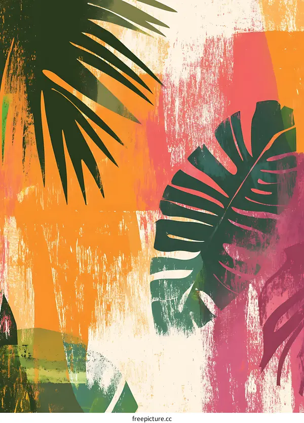 Tropical Leaves Abstract Art Background Design