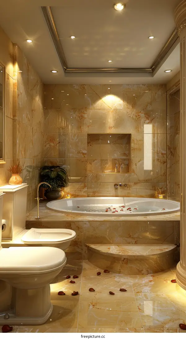 Luxury Marble Bathroom Interior Design Illustration
