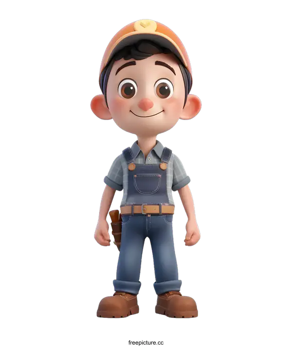 [Transparent Background PNG]Smiling Cartoon Construction Worker