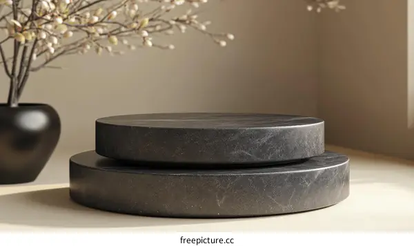 Dark Grey Marble Display Platform Mockup