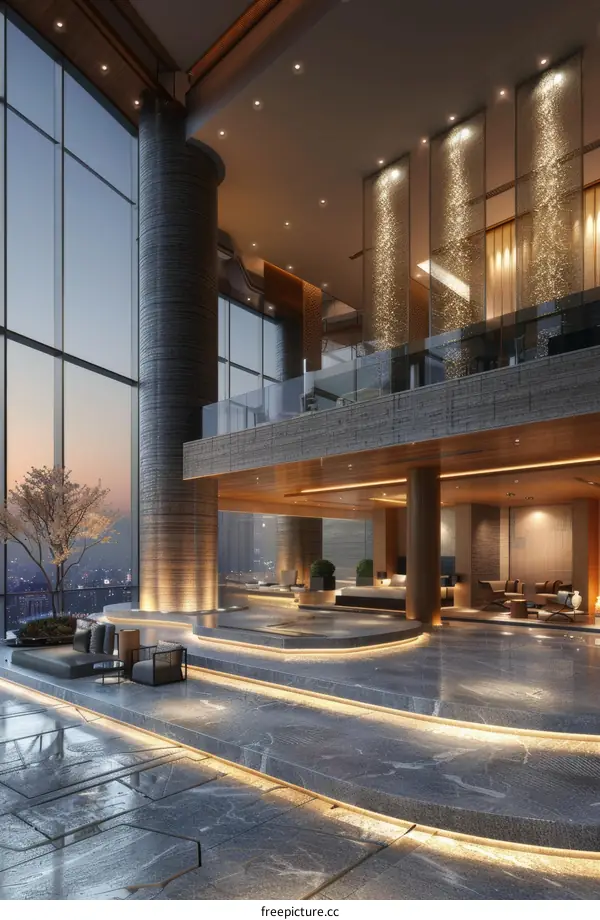 Luxury Modern Hotel Lobby Design Illustration