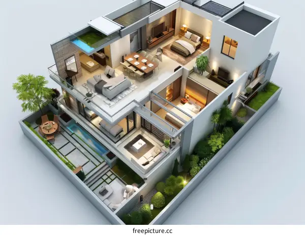 Modern House Floor Plan Design Illustration