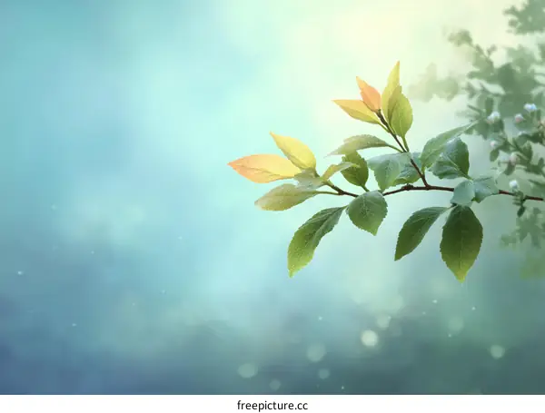 Soft Pastel Spring Branch with New Leaves