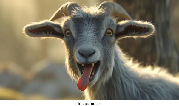 Goat sticking its tongue out