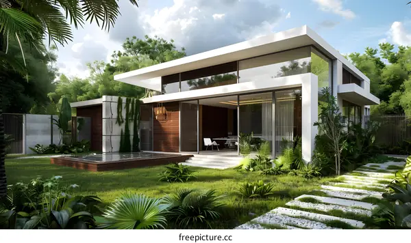 Modern Tropical House With Lush Greenery