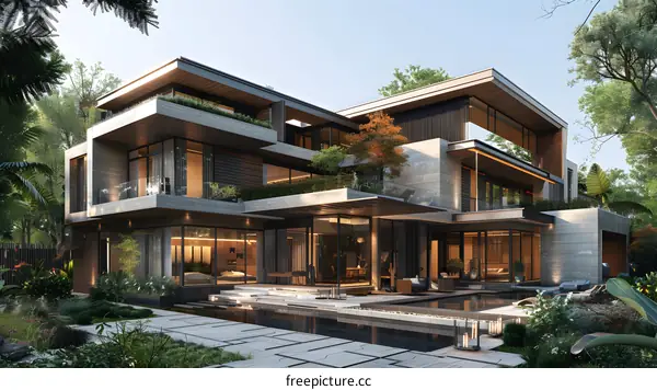 A Modern House with Palm Trees