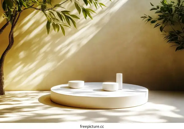 Minimalist Beige Display Stand with Natural Light