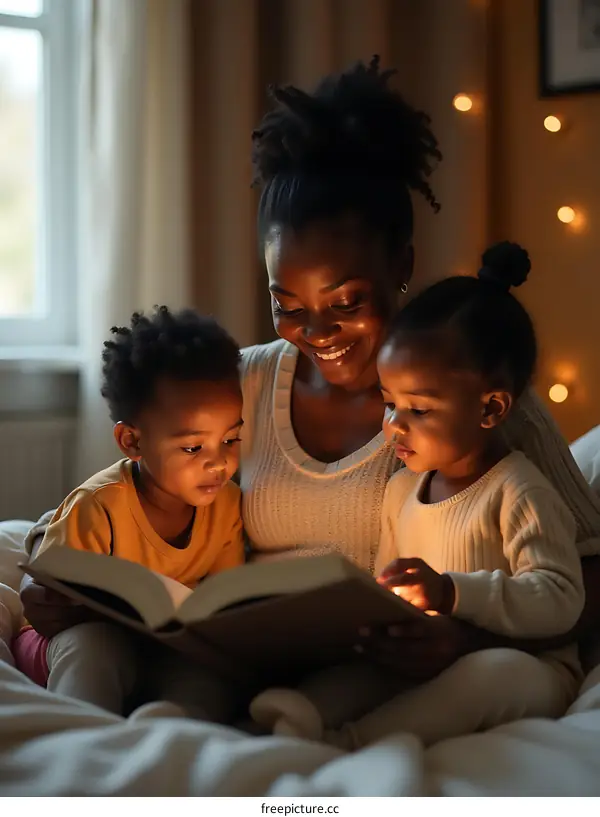 Warm Family Reading a Book Together