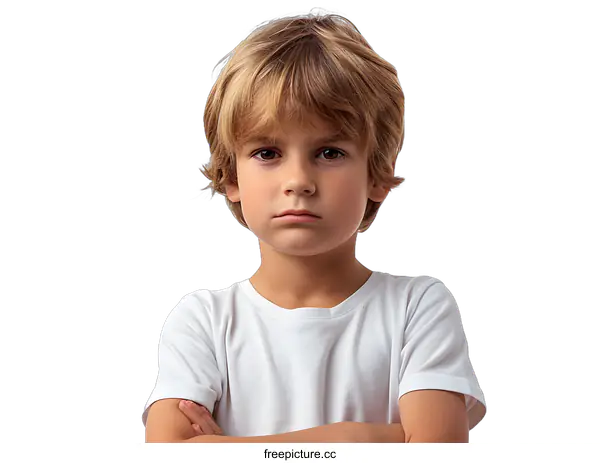 [Transparent Background PNG]Portrait of a boy with blond hair and brown eyes