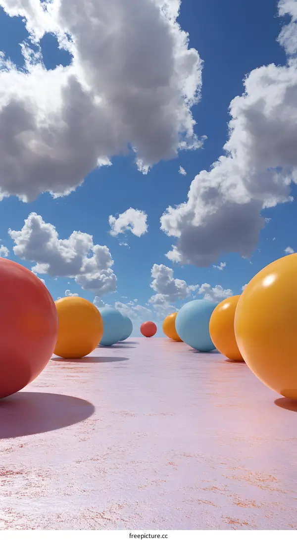 Colorful Spheres and Clouds Abstract Background