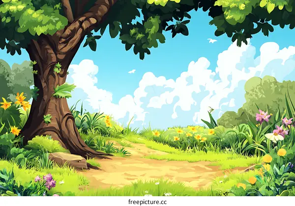 Springtime Path Through Lush Forest