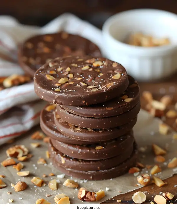 Stack of Homemade Chocolate Hazelnut Pucks