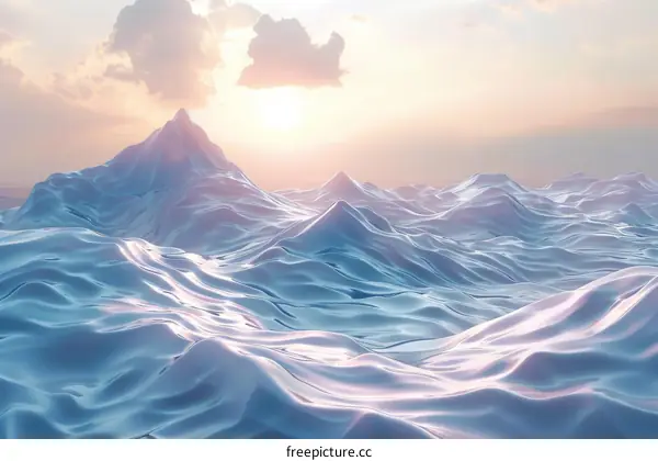 Icy Mountains Under Sunset Sky