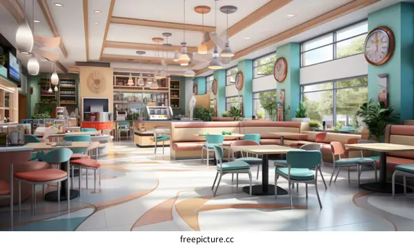 Retro Futurism Cafe Interior Design