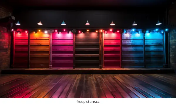 Empty room with colorful lighting