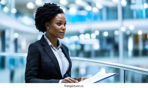 African American Businesswoman Working in Office