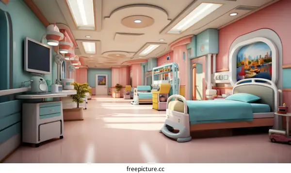 A colorful and inviting hospital room
