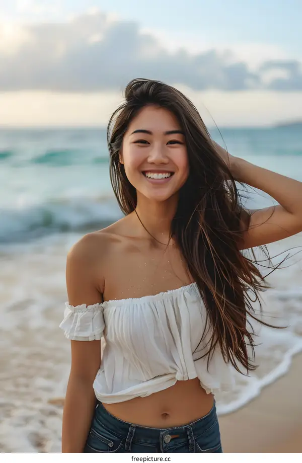 Young Woman Smiling at the Beach