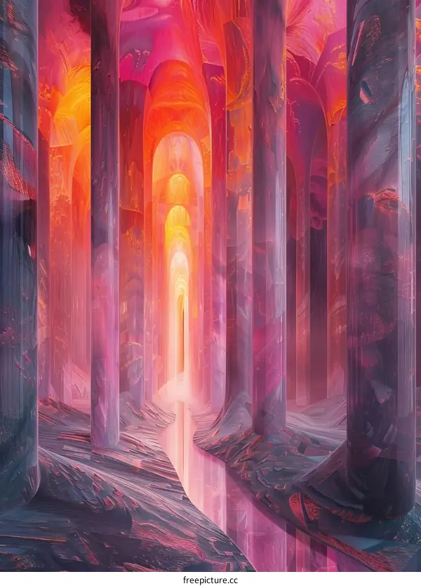 Mystical Crystal Pillars in a Dreamy Landscape