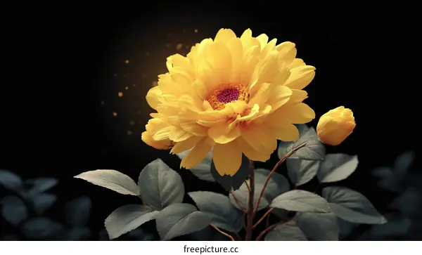 Radiant Yellow Flower in the Dark