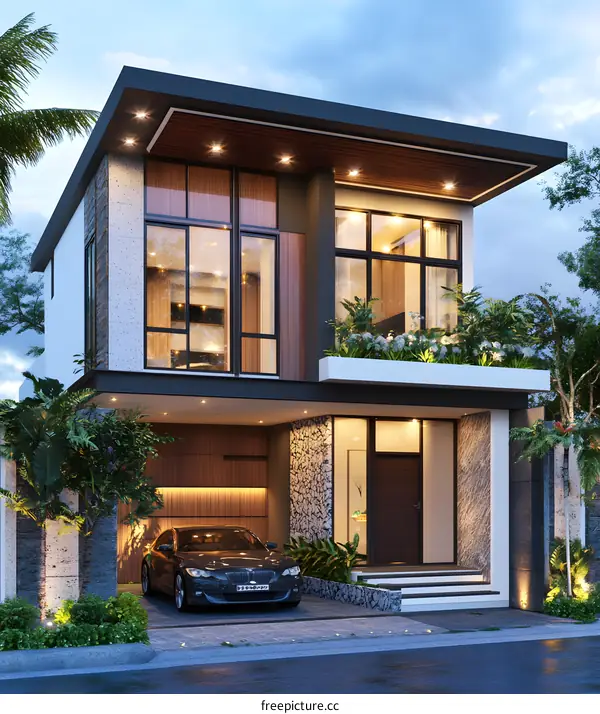 Modern Two Storey House with Car Garage