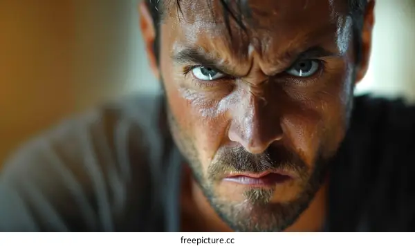 Close-up Angry Male Portrait