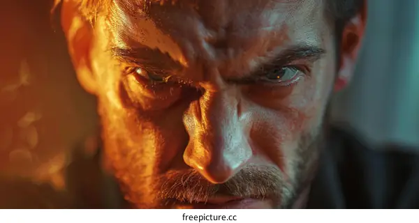 Close-up Portrait of a Serious Caucasian Man