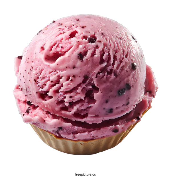 [Transparent Background PNG]Scoop of berry ice cream in a waffle bowl
