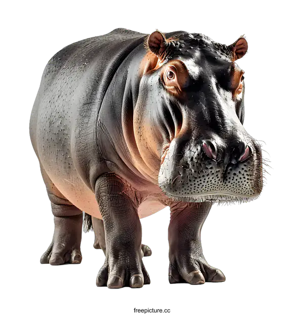 [Transparent Background PNG]Hippopotamus Standing on White Background